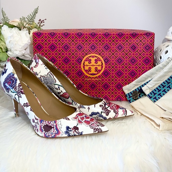 Tory Burch Penelope 85mm Leather Floral Pumps Size 8 EUC - Picture 5 of 13